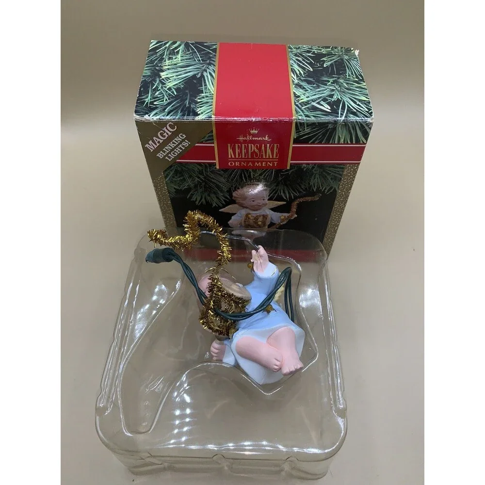 Vintage Sparkling Angel Hallmark Keepsake Ornament 1990s Magic Blinking Lights